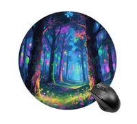 Fluorescent Forest Mouse Pad Round Laptop Mouse Mat Cute Computer Mousepad Keyboard Pad Non-Slip Desk Pads for Gaming Office Work Home