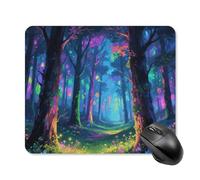 Fluorescent Forest Mouse Pad Square Mouse Mat Non-Slip Rubber Base Mousepad Wireless Mice Mat for Gaming, Office & Home, Waterproof Mouses Mats for Laptop/Desktop 25 * 30cm