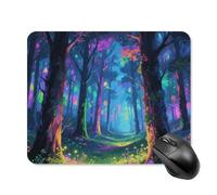 Fluorescent Forest Mouse Pad Square Mouse Mat Non-Slip Rubber Base Mousepad Wireless Mice Mat for Gaming, Office & Home, Waterproof Mouses Mats for Laptop/Desktop 20 * 25cm