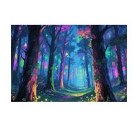 Fluorescent Forest Placemats Set 30x45cm Heat Resistant Washable Placemat Waterproof Table Placemats Non-Slip Wipeable Tables Mat Kitchen Place Mats for Dining Party Home Decor