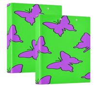 Fluorescent Green Butterfly Graffiti 1.5 in Binders for School Three-Ringing with Pockets Pack of 1/2 Aesthetic Binder Hardcover