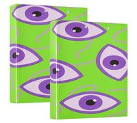 Fluorescent Green Eye Graffiti 1.5 Inch School Binders Round Rings with Pocket Cover Pack of 1/2 Office Supplies Hardcover