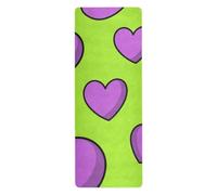Fluorescent Green Heart Purple thin yoga mat non slip for gym printed, non slip, yoga mat towel non slip for hot yoga with bag for carrying tapete para ejercicio 71x26 inches