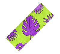 Fluorescent Green Leaf Purple Fashion printed yoga Thick 1 mm for women non slip, with bags tapete para ejercicio 71x26 inches