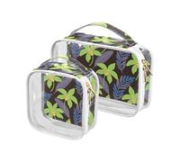 Fluorescent Green Orchid Flowers and Leaf Travel Bag Toiletry TSA Approved Portable Clear Makeup Bag Shaving Essentials