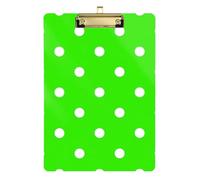 Fluorescent Green Polka Dot Kitchen clipboard Plastic for Coaches Medical Classroom Size 9 x 12 Gold