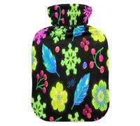 Fluorescent Green Snowflakes for Merry Christmas hot Waterbottle with Soft Cover, 2L hot Compress for Pain Relief,Pain Relief,Bolsa Caliente para Dolores Menstrual