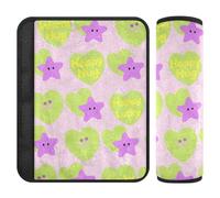 Fluorescent Green Star-Shaped Hearts Purple Stars Seatbelt Shoulder Strap Cushion,Protects Your Neck and Shoulders,Seatbelt Cover for Adults for SUV Airplane Van forro para cinturon