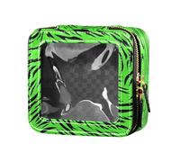 Fluorescent Green Tigers Fur Texture Clear Makeup Bag for Purse Nail Polish Organizer Bag for Women