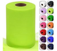 Fluorescent Green Tulle Fabric Roll 6 Inch by 100 Yards (300 feet) Sheer Netting Spool for Halloween Decoration Tutu Skirt Gift Wrapping Wedding Baby Shower Party DIY Crafts