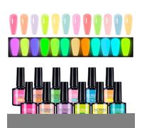 Fluorescent in the Dark Gel Nail Polish - Women's Luminous Nail Gel - 12 Pieces Portable Manicure Supplies for Salon Travel Festival Wedding Photography