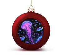 Fluorescent Jellyfish Christmas Ball Ornaments - Shatterproof Plastic Vintage Rustic Xmas Tree Decorations Pendant for Family Holiday Wedding Party Xmas Hanging Decoration