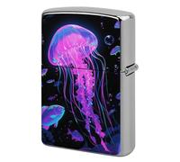 Fluorescent Jellyfish Lighter Case Metal Double-Sided Lighter Cover Pocket Lighters Sleeve Windproof Lighters Accessories for Men Women