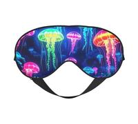 Fluorescent Jellyfish Print Sleep Mask with Adjustable Strap, Comfortable Eye Cover for Travel, Yoga, Napping, Sleeping & Relaxation