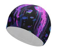 Fluorescent Jellyfish Swim Cap for Women Men Swimming Hat Bath Waterproof Pool Caps for Long Thick Curly Hair