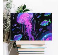 Fluorescent Jellyfish Wall Decor For Living Room Large Canvas Wall Art For Bedroom Modern Office Pictures Wall Artwork Landscape Paintings Canvas Art Prints Home Decorations 12x08inch(30x20cm)