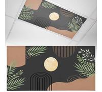 Fluorescent Light Covers for Ceiling Lights Boho Moon Magnetic Light Filters 1 Pack 4x2 ft Modern Bohemian Leaves Plant Ceiling Lights Cover for Classroom Office School Home Drop Lamp Decor