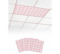 Fluorescent Light Covers for Ceiling Lights Buffalo Check Magnetic Light Filters 4 Pack 4x2 ft Pink Plaid Checkered Ceiling Light Cover for Classroom Office School Home Drop Lamp Decor