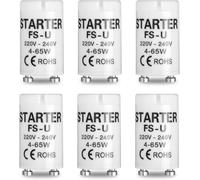 Fluorescent Light Starters 6 Pack - 4-65W 220-240V T8/T12 Universal Starter Switches for Tube Lights & LED Strips | Energy Saving Replacement for Home, Garage, Office & Aquarium Lighting