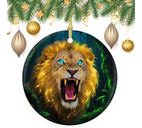 Fluorescent Lion Ceramic Christmas Ornaments 3 Inch Vintage Hanging Baubles with Gold String for Xmas Tree Decorations Holiday Party Yard Garden Home Decor Festive Keepsake Gift Exchange