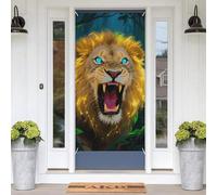 Fluorescent Lion Door Banners for Front Doors, Spring Summer Decorative Door Cover Welcome Porch Banner Decoration Hanging Wall Background for Party Supplies Indoor Outdoor Home Decor