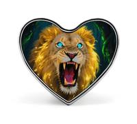 Fluorescent Lion Heart Pin, 1 Inch Metal Love Lapel Pins - Lightweight, Smooth Edges, Versatile Badge Brooch for Jackets, Shirts, Bags, Gifts for Friends, Family