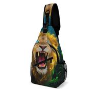 Fluorescent Lion Sling Bag Small Crossbody Bags with Adjustable Strap Durable Chest Bag for Hiking Travel