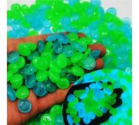 Fluorescent Luminous Stones 300Pcs for Aquarium and Garden, Resin Pebbles Glowing in Darkness, Rechargeable by Sunlight, Safe Material for Pets and Kids (Purple)