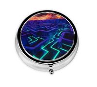 Fluorescent Maze Portable Pill Box, 3 Compartment Pill Box, can be Put into Wallet, Pocket, Light and Convenient, mini Round Pill Box