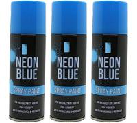 Fluorescent Neon Spray Paint Blue 200ml (Pack of 3) - Bright Graffiti Spray Paint, Fast Dry, High Visibility, No CFC, Indoor & Outdoor Use