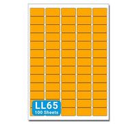 Fluorescent Orange A4 Labels - 38mm x 21mm 65 to View - LL65-100 Sheets per Box (6500 Self Adhesive Permanent Labels) - Part Number Customark-LL65-FO
