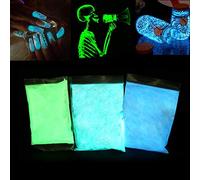 fluorescent powderSelf-luminous fluorescent powder, 100g noctilucent pigments, 3 colors luminous powder set fluorescent powder professional self-luminous phosphorescent luminous pigments