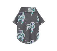 Fluorescent Purple Green Astronaut Summer Dog Shirts Collared Polo T-Shirts Button Up Soft, Lightweight, and Breathable Short Sleeve Pet T-Shirt Puppy Clothes Perfect for Everyday Wear, and