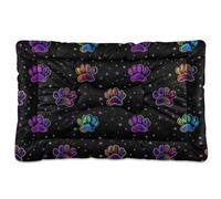 Fluorescent Rainbow Animal Dog Foot Print Washable Pet Mattress Soft Anti-Slip Pet Mat for Medium/Large Dogs 36" x 24"