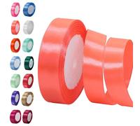 Fluorescent Red Satin Ribbon for Gift Crafting, Double Sided Polyester 20mm X 23m Gift Wrapping Ribbon Thick Ribbon for Cake Decoration, DIY Sewing Project, Party Balloon & Hair Bows Decoration