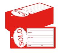 Fluorescent Red Sold Tags Cards 4.75 * 2.3 inch Merchandise Tag Sale Pricing Inventory Control Cards for Retail Store Shop Tag Yard Sale 100pcs