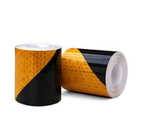 Fluorescent Reflective Tape Yellow&Black Inclined Warning High Visibility | Self-Adhesive Reflector Tape Strips High Intensity Prismatic Security Marking Tape Outdoor Waterproof, 2pcs 3m*50mm