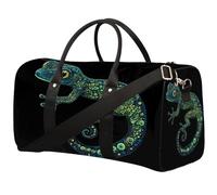Fluorescent Spotted Lizard Foldable Travel Duffle Bag Waterproof Sports Gym Bag with Shoulder Straps