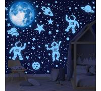 Fluorescent Stars Ceiling Wall Stickers Children Bedroom Bright Space Astronaut Stars Fluorescent Stickers Luminous Stars for Bedroom Wall Stickers for Children Boys