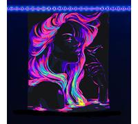 Fluorescent Tapestry Sexy Long Hair Mermaid Ocean Whale UV Reactive Yoga Meditation Calm Relax Tapestry, Black Light Tapestry Wall Hanging, Glow in Dark Living Room Decor 59" x 51" / 150 x 130cm