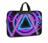 Fluorescent Triangle PU Leather Laptop Tote Bag | Water Resistant Notebook Carrying Case with Handheld Strap, Computer Protector for Business Commute Daily Office Use