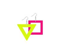 Fluorescent Triangular Square Earrings Acrylic 80s 90s Neon Earrings Colorful Retro Geometric Drop Dangle Earring for Women Jewelry, Acrylic, No Gemstone