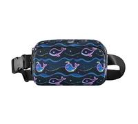 Fluorescent Whale Blue Wave Stylish Waist Bag Fanny Pack for Men Women Small Crossbody Bag Anti Theft Waist Pack with Adjustable Strap for Workout Running Hiking