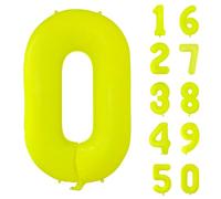 Fluorescent Yellow Number Balloon 40 inch Giant Foil Helium Balloons Yellow Number 0 Balloon for Birthday Party Decorations