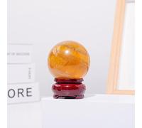 Fluorite Ball Sphere and Quartz Hand Crystal Home Feng Shui Decoration Accessory Stone,Yellow Glowstone-5cm