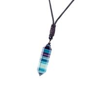 Fluorite Crystal Pendant Necklace - Handcrafted Gemstone Hexagon Charm, Chakra Healing Talisman | Polished Pointed Crystal Necklace Piece, Reiki Energy Jewelry Accessory, Spiritual Balancing Fashion