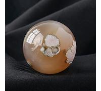 Fluorite Rough Stone Crystal Ball Rainbow for Decoration or Magic,Cherry Blossom Agate-5cm