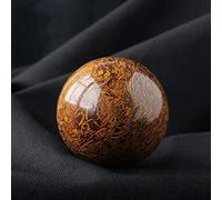 Fluorite Rough Stone Crystal Ball Rainbow for Decoration or Magic,Gold Silk Jade-5cm