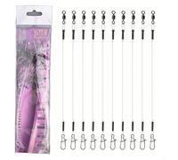 Fluorocarbon Fishing Leaders Lines, 10pcs Set with Swivel and Fastlock, Low Stretch and High Strength, Pressure Test 7kg 18kg (14KG 30CM)
