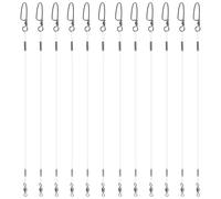 Fluorocarbon Fishing Wire Leader,12Pcs/24Pcs Fluorocarbon Leaders with Swivel Snap Kit High Strength Fishing Leader Line for Saltwater Freshwater 20LB-50LB